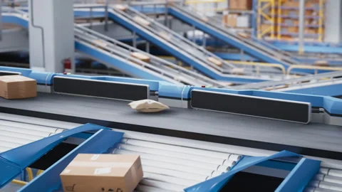 Conveyor Belt with Packages in Mail Sort... | Stock Video | Pond5