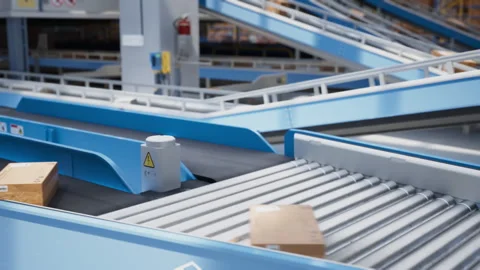 Conveyor Belt with Packages in Mail Sort... | Stock Video | Pond5