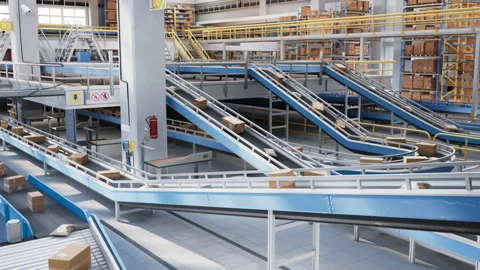 Conveyor Belt with Packages in Mail Sort... | Stock Video | Pond5
