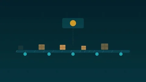 Conveyor belt parcels sorting automated cyan logistics loop 스톡 동영상 342613476