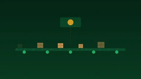 Conveyor belt parcels sorting automated emerald background loop Vídeos de archivo 342613477