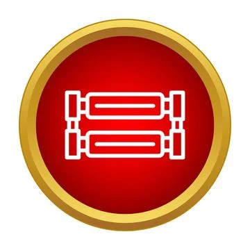 Conveyor belt roller system icon in a red circle Stock Illustration