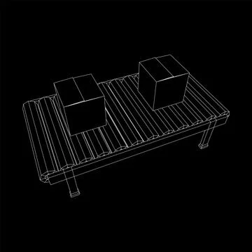Conveyor belt section with boxes Stock Illustration