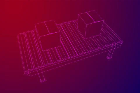 Conveyor belt section with boxes Stock Illustration