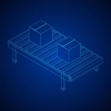 Conveyor belt section with boxes Stock Illustration