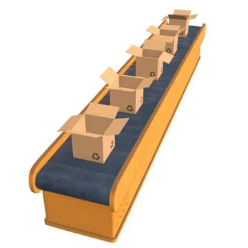 Conveyor belt section with open boxes Stock Illustration