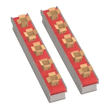 Conveyor belt section with open boxes 스톡 일러스트