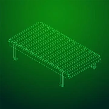 Conveyor belt section wireframe Stock Illustration
