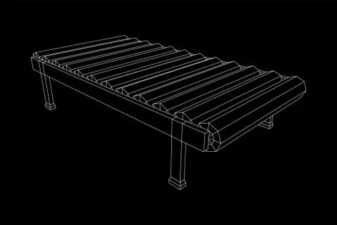 Conveyor belt section wireframe Stock Illustration