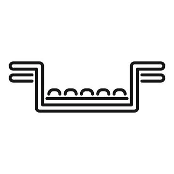 Conveyor belt system transporting round objects icon 스톡 일러스트