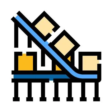 Conveyor belt transporting boxes in logistics warehouse Stock Illustration