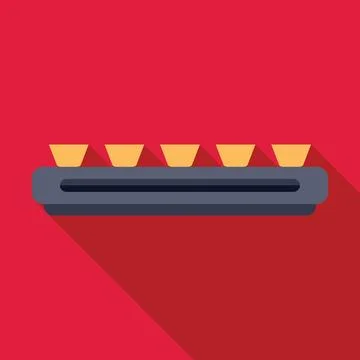 Conveyor belt transporting five identical items in a factory setting Stockillustratie