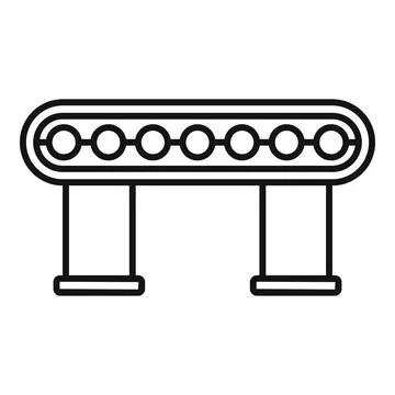 Conveyor belt transporting round objects in a factory setting Stock Illustration