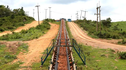 Conveyor belt transporting soil 库存影片 39667874