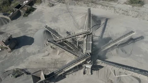 Conveyor belt in work process, transportation and separation of gravel. Stock Footage 138295723