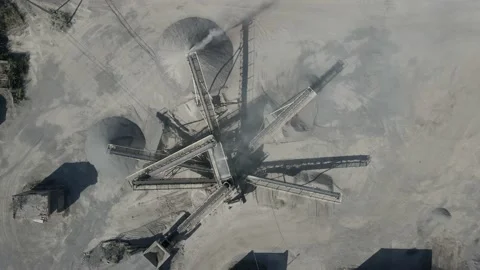 Conveyor belt in work process, transportation and separation of gravel. Stock Footage 138296159