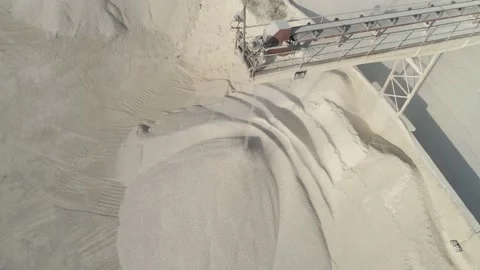 Conveyor Belt Working on a Quarry. Transporting and Sorting Rock Stock Footage 166065828