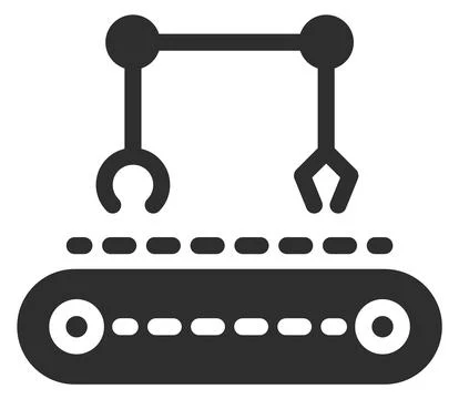 Conveyor black icon. Automatic production assembly line Stock Illustration