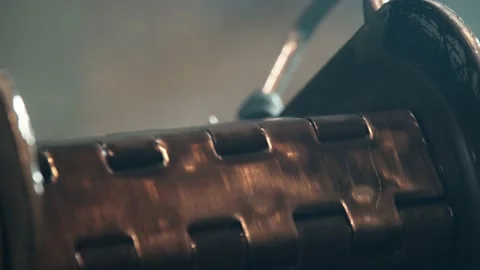 Conveyor with blanks for self-tapping screws close-up Stock Footage 171112517