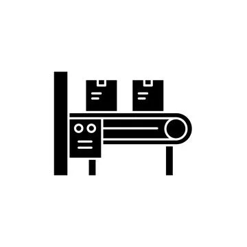 Conveyor with boxes olor line icon. Pictogram for web page, mobile app Stock-Illustration
