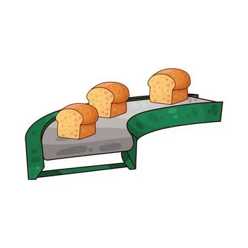 Conveyor with breads illustration 스톡 일러스트