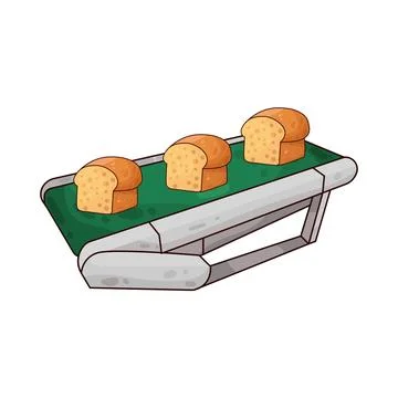 Conveyor with breads illustration Stockillustratie