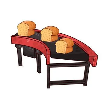 Conveyor with breads illustration Stock Illustration