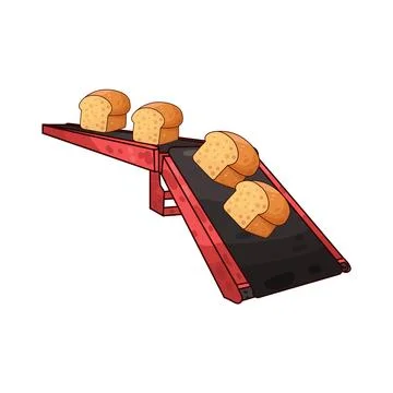 Conveyor with breads illustration 스톡 일러스트