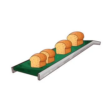 Conveyor with breads illustration Stock Illustration