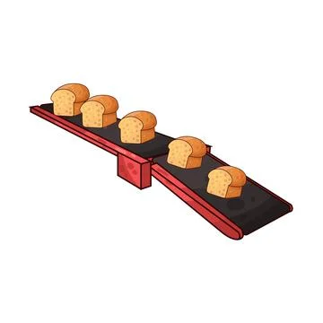 Conveyor with breads illustration Stock Illustration