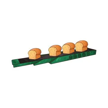 Conveyor with breads illustration 스톡 일러스트