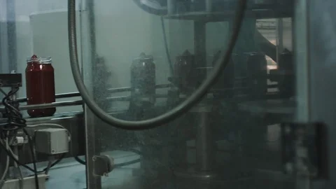 Conveyor of cans Video stock 94846285