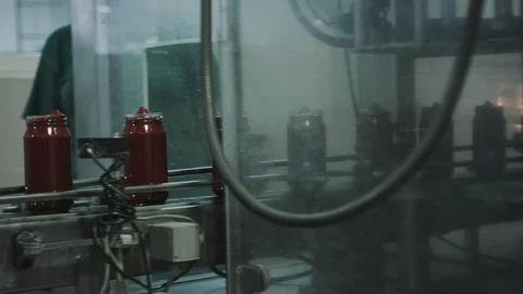 Conveyor of cans Video stock 94846395