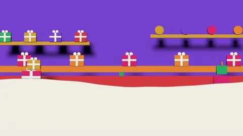 Conveyor carrying gifts after left boxes appearing, sorting gifts with snow, Stock Footage 340269542