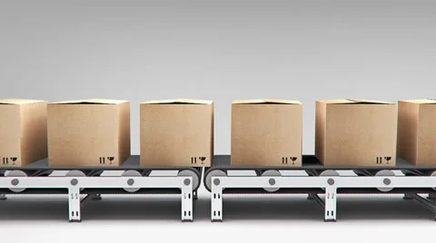 Conveyor with carton's animation Stock Footage 37631046
