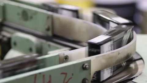 Conveyor for cigarette packaging Stock Footage 169451422
