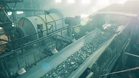 Conveyor complex is relocating ground minerals Video stock 149763303