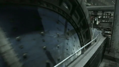 Conveyor drum with ore shooting in  Close-up there is ore on belt conveyor Stock Footage 235426678