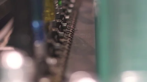 Conveyor in a factory with moving objects Stock Footage 74514244