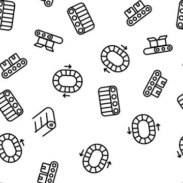 Conveyor Factory Tool Vector Seamless Pattern 스톡 일러스트