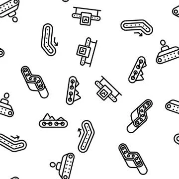 Conveyor Factory Tool Vector Seamless Pattern Stock Illustration