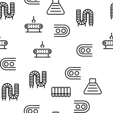 Conveyor Factory Tool Vector Seamless Pattern Illustrazione stock