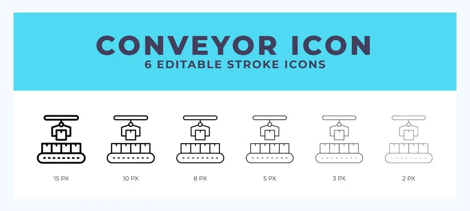 Conveyor icon illustration vector with editable stroke. 스톡 일러스트