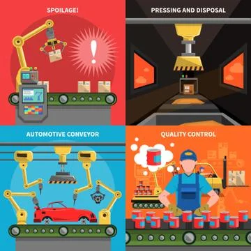 Conveyor Icons Set Stock Illustration