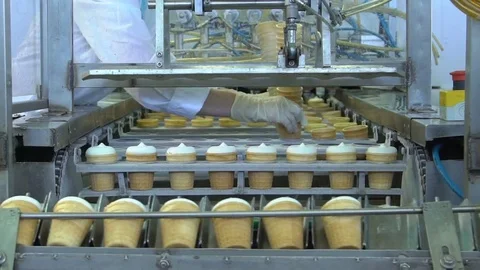 Conveyor line of ice cream Stock Footage 80252407