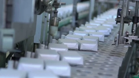 Conveyor line of ice cream Stock Footage 80252666