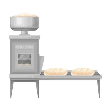 Conveyor Line with Molded Bread as Stage of Bread Production Vector Illustration Stock Illustration