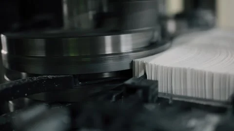 Conveyor line at paper mill. Modern production of napkins Stock Footage 308717481
