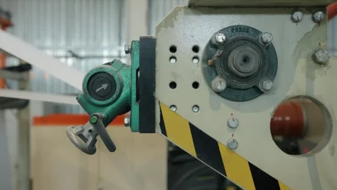Conveyor line at paper mill. Modern toilet paper production. Production of Stock Footage 308717610