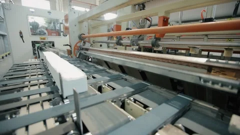 Conveyor line at paper mill. Modern production of napkins Stock Footage 308717679